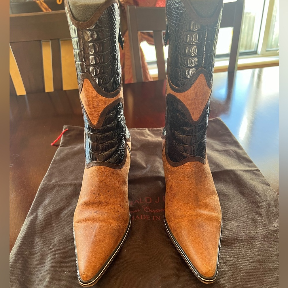 Donald Pliner Western Couture Collection Brown Multi Leather Boot